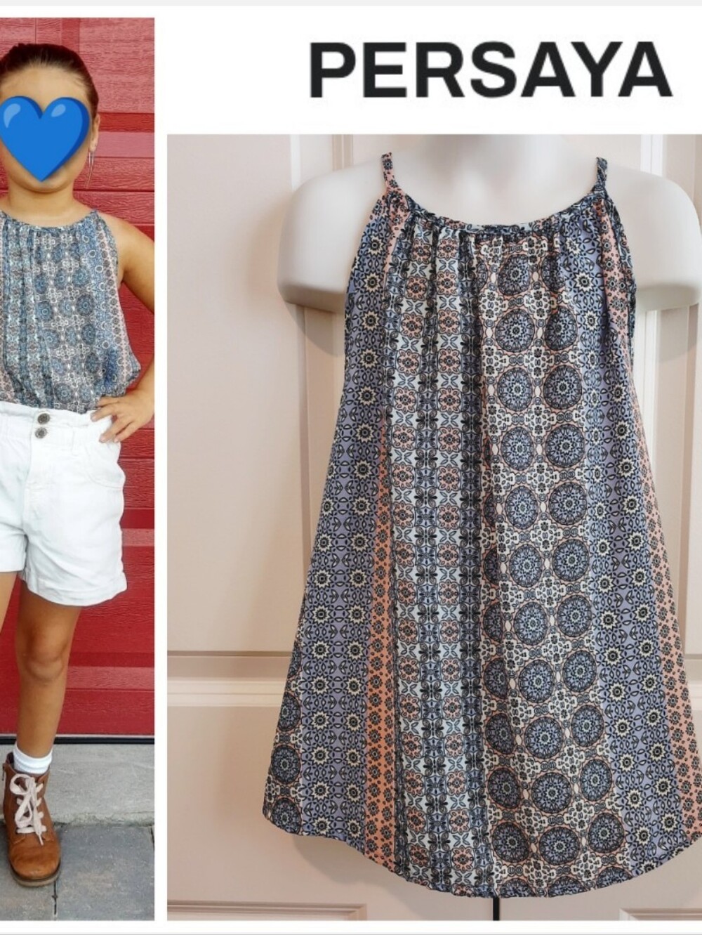 Persaya Girl Sleeveless Geometric Blouse
